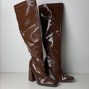 Forever 21 tall patent boot, brown